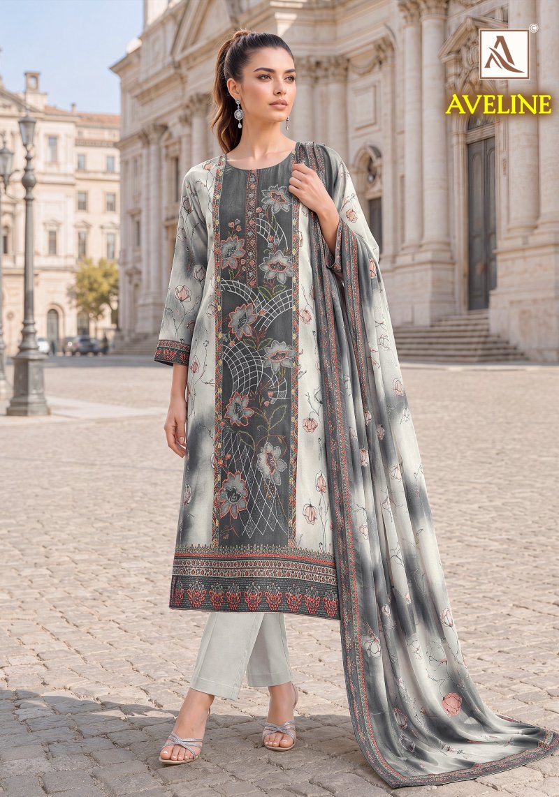 Aveline By Alok Viscose Muslin Printed Dress Material 